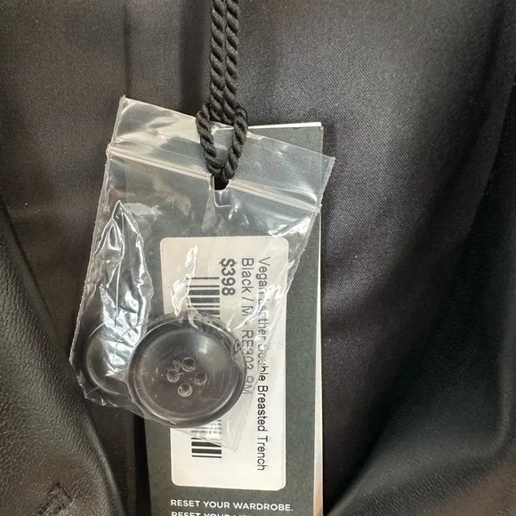 R Label Leather Vegan Double Breasted Trench Coat - Picture 6 of 11